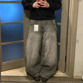 Hearujoy  90s Streetwear Street Vintage New Fashion Washed Grey Baggy Jeans Women Y2K Harajuku Hip Hop Popular Casual Joker High Waist Wide Leg Pants